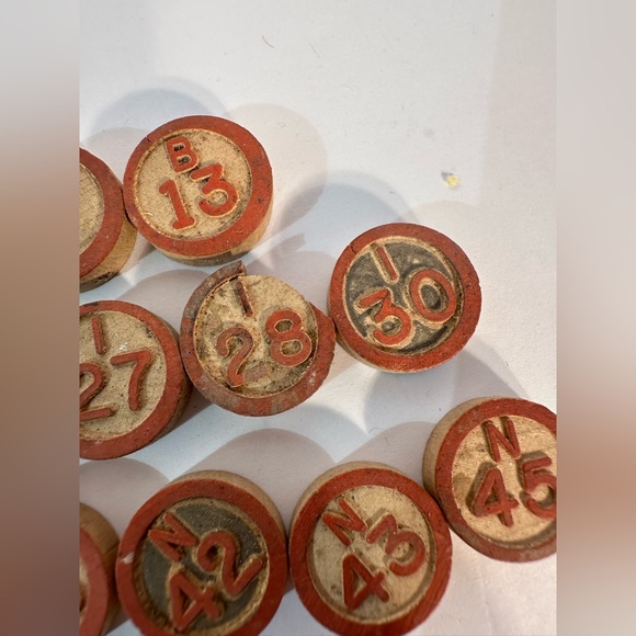 Vtg Lotto Game Replacement Pieces Wooden Numbered Markers Not Complete 72 Pieces - Picture 5 of 5